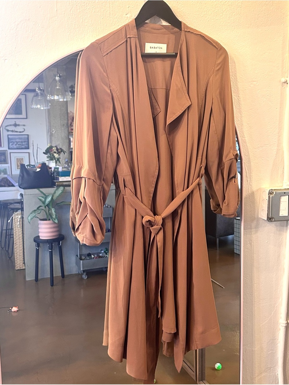 Babaton Aritzia Pink Trench Coat, sz S, new without tags